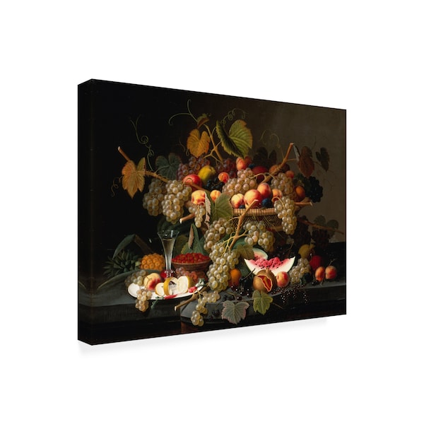 Severin Roesen 'Still Life With Fruit' Canvas Art,14x19